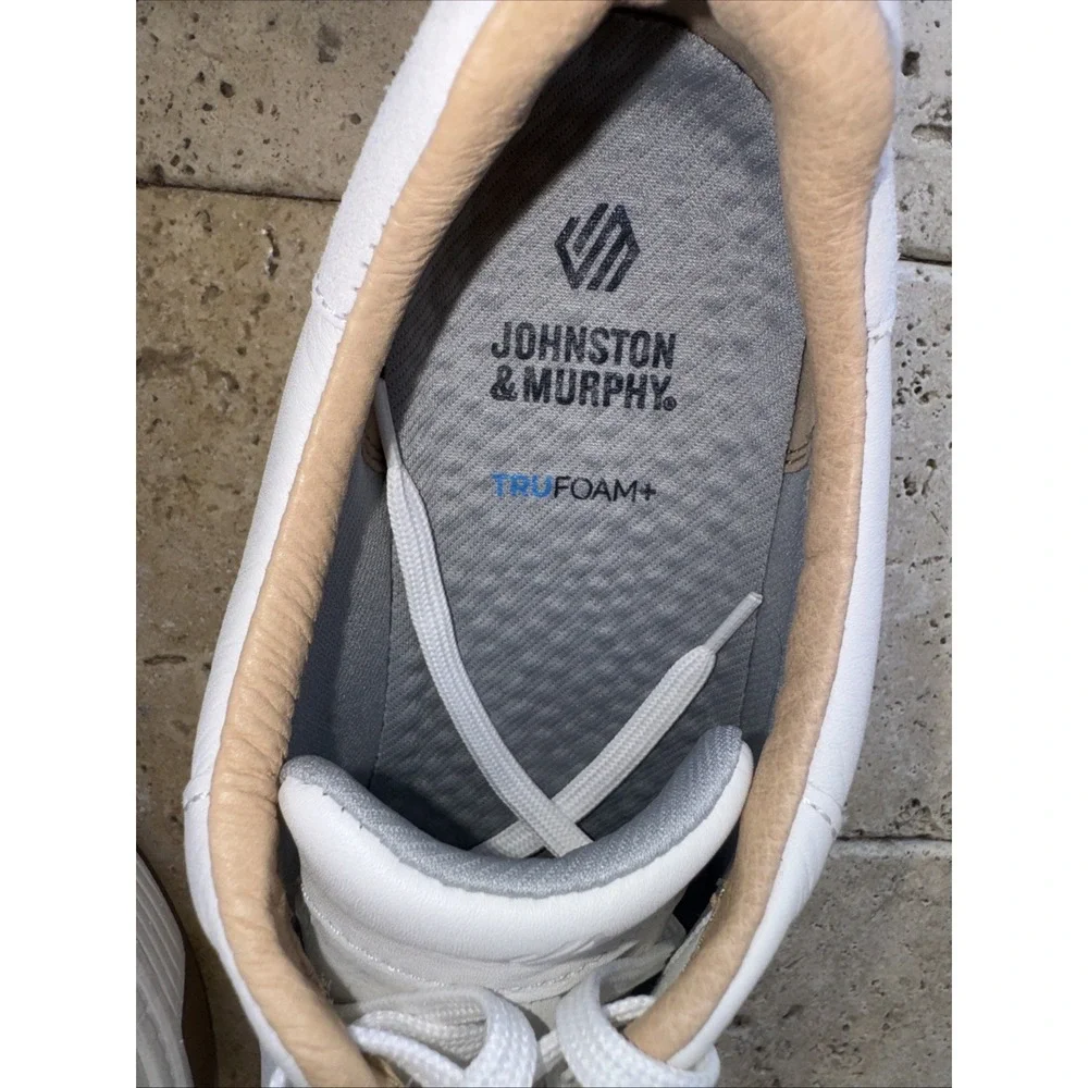 Johnston & Murphy 59-4258 Mens White Leather Lifestyle Sneakers Shoes 9 Dillon